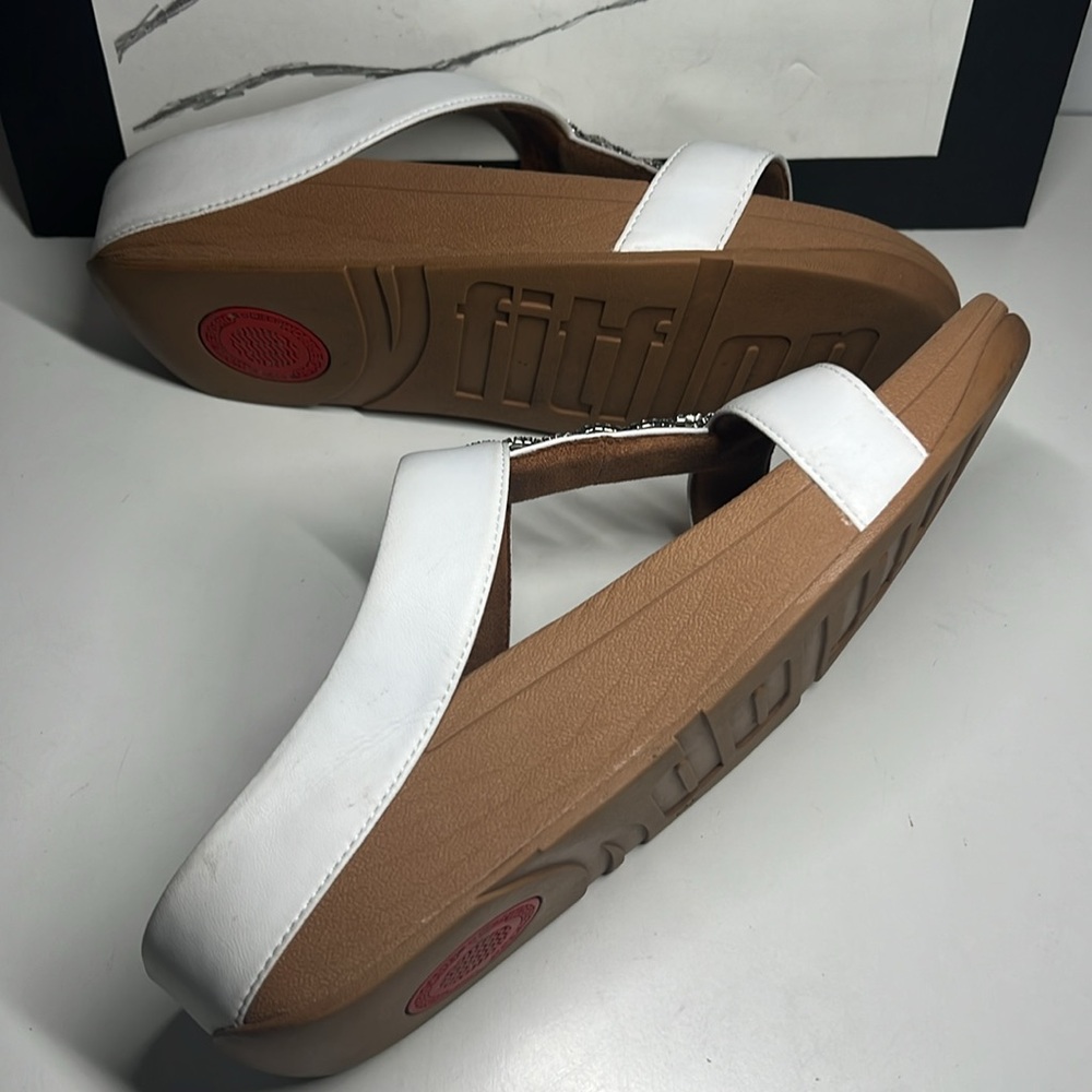 FitFlop Fino Mirror Dome Leather Sandals - Urban White Women’s Size 8 - Picture 16 of 16
